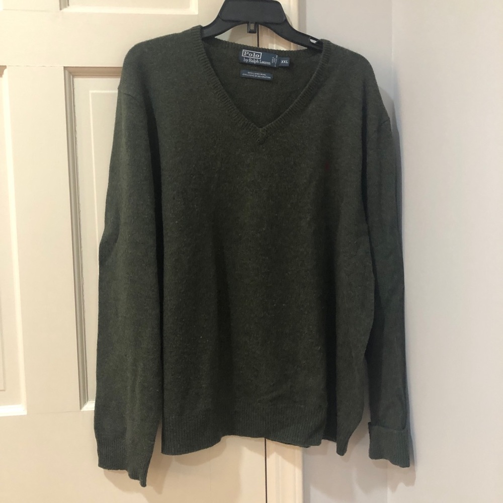 Polo by Ralph Lauren XXL beautiful wool green v neck men’s sweater